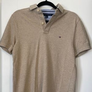 Mens Tommy Hilfiger Polo, Short Sleeve, Beige, Size S/P
